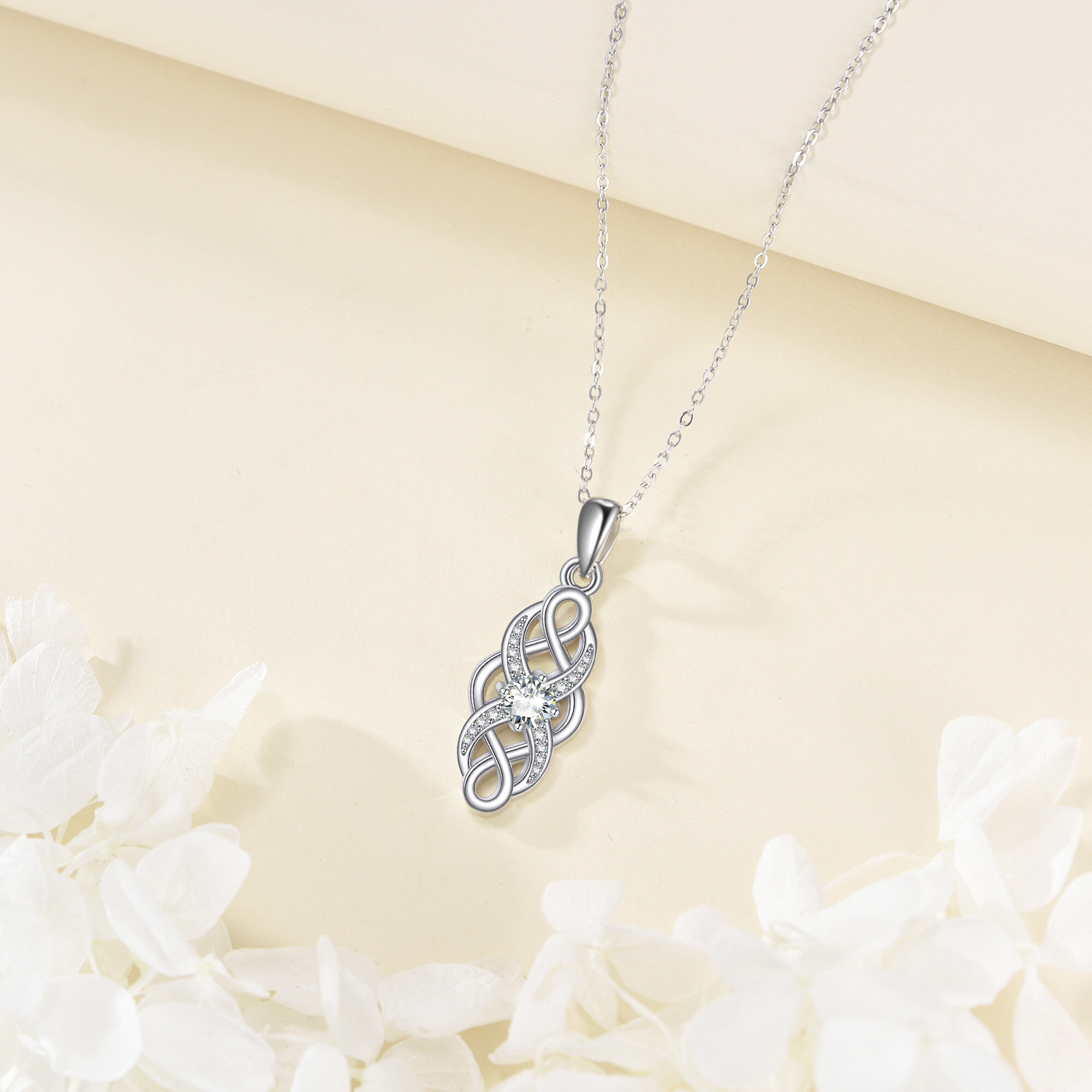 Women's 925 Sterling Silver Celtic Birthstone Necklace, April